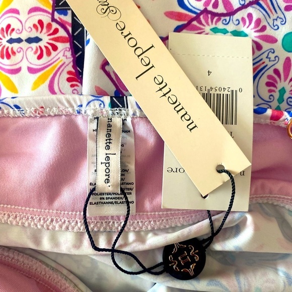 “NANETTE LEPORE” Maeve Patchwork Keyhole Tankini Top - Picture 13 of 15